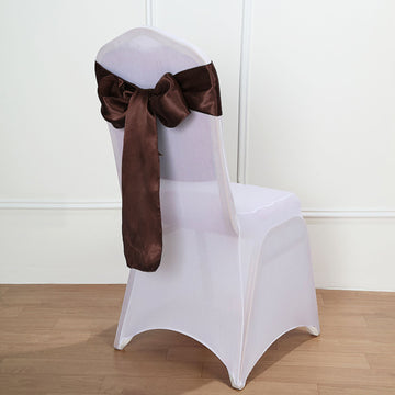 Elevate Your Event with Chocolate Satin Chair Sashes