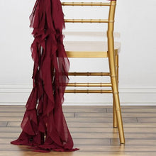 Chiffon Burgundy Ruffled Chair Slip Covers
