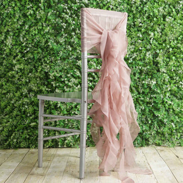 Dusty Rose Chiffon Hoods With Ruffles Willow Chair Sashes