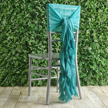 Turquoise Chiffon Chair Hoods Ruffled Willow Sashes