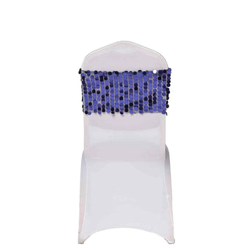 Transform Your Chairs with Navy Blue Sequin Chair Sashes