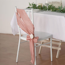Dusty Rose Accordion Crinkle Taffeta Metallic Chair Sashes 6 Inch By 106 Inch
