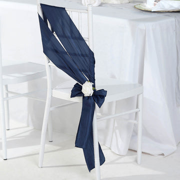 Enhance Your Event Decor with Navy Blue Accordion Crinkle Taffeta Chair Sashes