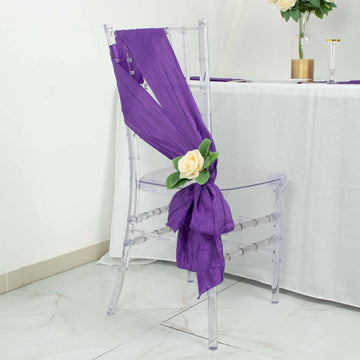 Unleash Your Creativity with Purple Accordion Crinkle Taffeta Chair Sashes