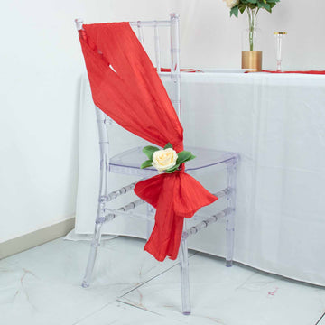 Mesmeric Red Accordion Crinkle Taffeta Chair Sashes for Any Occasion