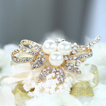 Unleash Your Creativity with Gold Plated Pearl and Rhinestone Brooches
