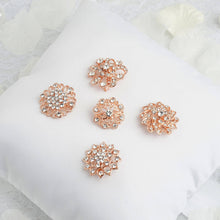 Assorted Rose Gold Plated Mandala Crystal Rhinestone Floral Sash Pin Brooches in 5 Pieces