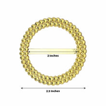 Gold Acrylic Rhinestone Ribbon Buckles Slider Circle with measurements of 2.5 inches and 2 inches