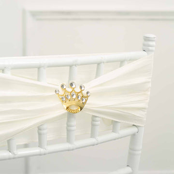 Create a Luxurious Atmosphere with the Gold Rhinestone Metal Crown Sash Band Buckle