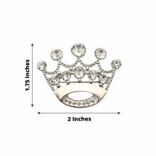 Sash buckles & clip pins: Metal with Rhinestones silver crown with rhinestones and beads has 1.75 inches and 2 inches