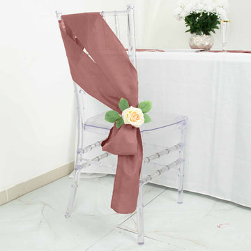 Transform Your Chairs with Elegance - Cinnamon Rose Polyester Chair Sashes