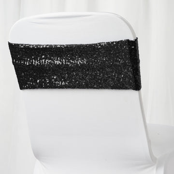 Add Elegance to Your Event with Black Sequin Spandex Chair Sashes