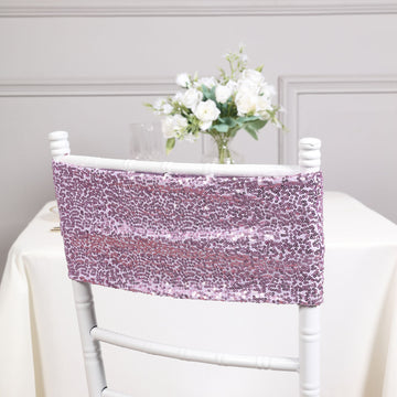 Elegant Lavender Lilac Sequin Spandex Chair Sashes