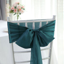 5 Pack Of Peacock Teal Shiny Satin Chair Sashes With Serged Edges 6X106 Inches