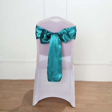 Elevate Your Event Decor with Teal Satin Chair Sashes