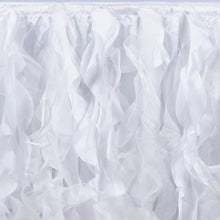 White Taffeta Table Skirt With Curly Willow Design 14 Feet#whtbkgd