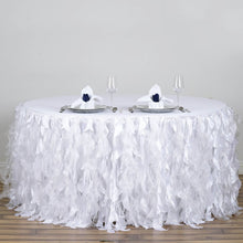 17 Feet White Taffeta Table Skirt With Curly Willow Design