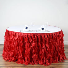 21 Feet Red Curly Willow Taffeta Table Skirt