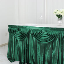 14 Feet Hunter Emerald Green Satin Table Skirt Double Drape Pleated Style