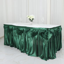 Double Drape Satin Hunter Emerald Green Table Skirt 14 Feet Pleated