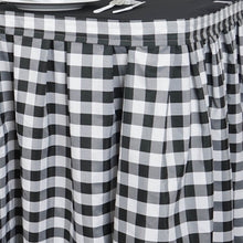 21FT Checkered Gingham Polyester Table Skirt -  White/Black#whtbkgd