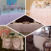 14 Feet Blush Rose Gold Table Skirt With Premium Pleated Lace