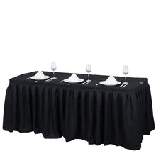 14 Feet Pleated Polyester Table Skirt In Black Color