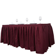Burgundy Polyester Table Skirt With Pleats 17 Feet