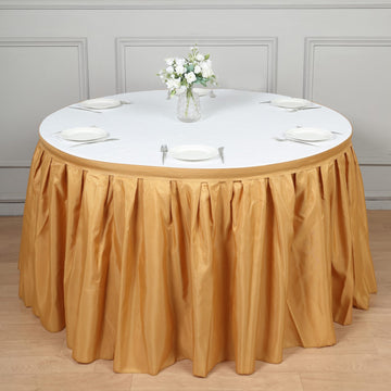 Create a Luxurious Tablescape with the Gold Pleated Polyester Table Skirt