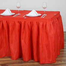 Red Polyester Table Skirt With Pleats 14 Feet