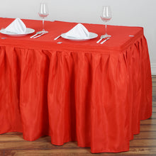Red Polyester Table Skirt With Pleats 17 Feet