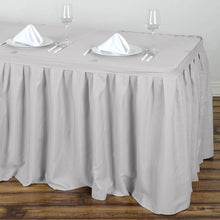 Pleated Polyester Table Skirt In Silver 14 Feet Long