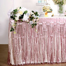Dusty Rose Metallic Foil Fringe Tinsel Table Skirt 30 Inch x 9 Feet