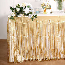 Matte Gold Metallic Foil Fringe Tinsel Table Skirt 30 Inch x 9 Feet