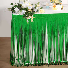 Green Metallic Foil Fringe Tinsel Table Skirt 30 Inch x 9 Feet