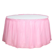 Waterproof Disposable Plastic Table Skirt In Pink Color With Ruffled Design 14 Feet