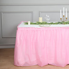 14 Feet Waterproof Disposable Pink Plastic Table Skirt With Ruffled Design