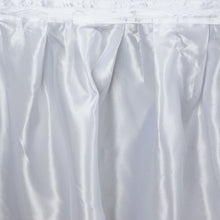 17 Feet Long White Satin Table Skirt With Pleats#whtbkgd