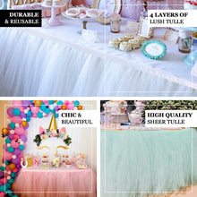 14 Feet Long White Table Skirt Pleated Tulle Tutu With 4 Layers
