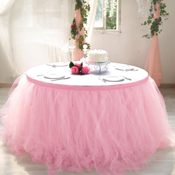Enhance Your Event Decor with the Rose Quartz Pleated Table Skirt