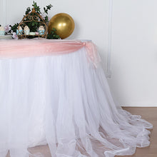 14 Feet White Table Skirt In Two Layers 48 Inch Extra Long Tulle With 30 Inch Satin Lining 