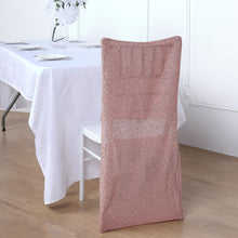 Shimmery Tinsel Spandex Stretch Chair Slipcover in Blush and Rose Gold