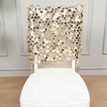 Add Glamour to Your Chiavari Chairs with Champagne Big Payette Sequin Chiavari Chair Slipcovers