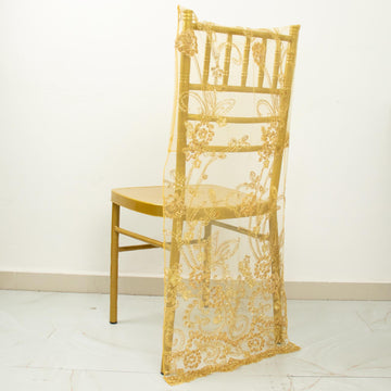 Make Every Occasion Magical with the Gold Organza Wedding Chair Back Lace Cover