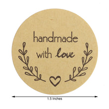 Round Handmade With Love Stickers Roll Olive Branch 500 Pieces 1.5 Inch