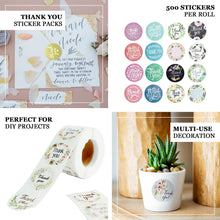 1000pcs 1.5inch Round Thank You Sticker Rolls With Assorted Style, DIY Envelope Seal Labels
