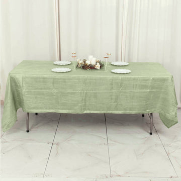 Sage Green Accordion Crinkle Taffeta Seamless Rectangle Tablecloth 60"x102"