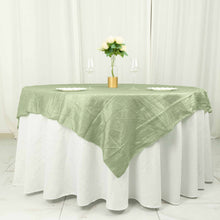 72X72 Inch Crinkle Taffeta Sage Square Table Overlay Topper