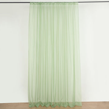 2 Pack Sage Green Chiffon Divider Backdrop Curtains, Inherently Flame Resistant Sheer Premium Organza Event Drapery Panels With Rod Pockets - 10ftx10ft