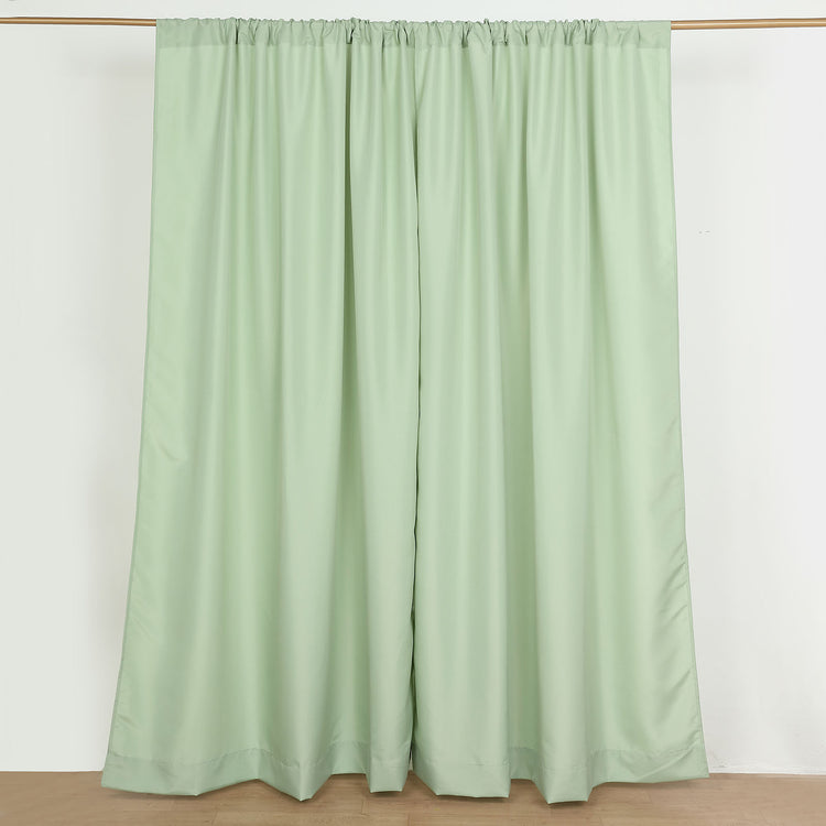 2 Pack Sage Green Polyester Divider Backdrop Curtains With Rod Pockets, Event Drapery Panels 130GSM